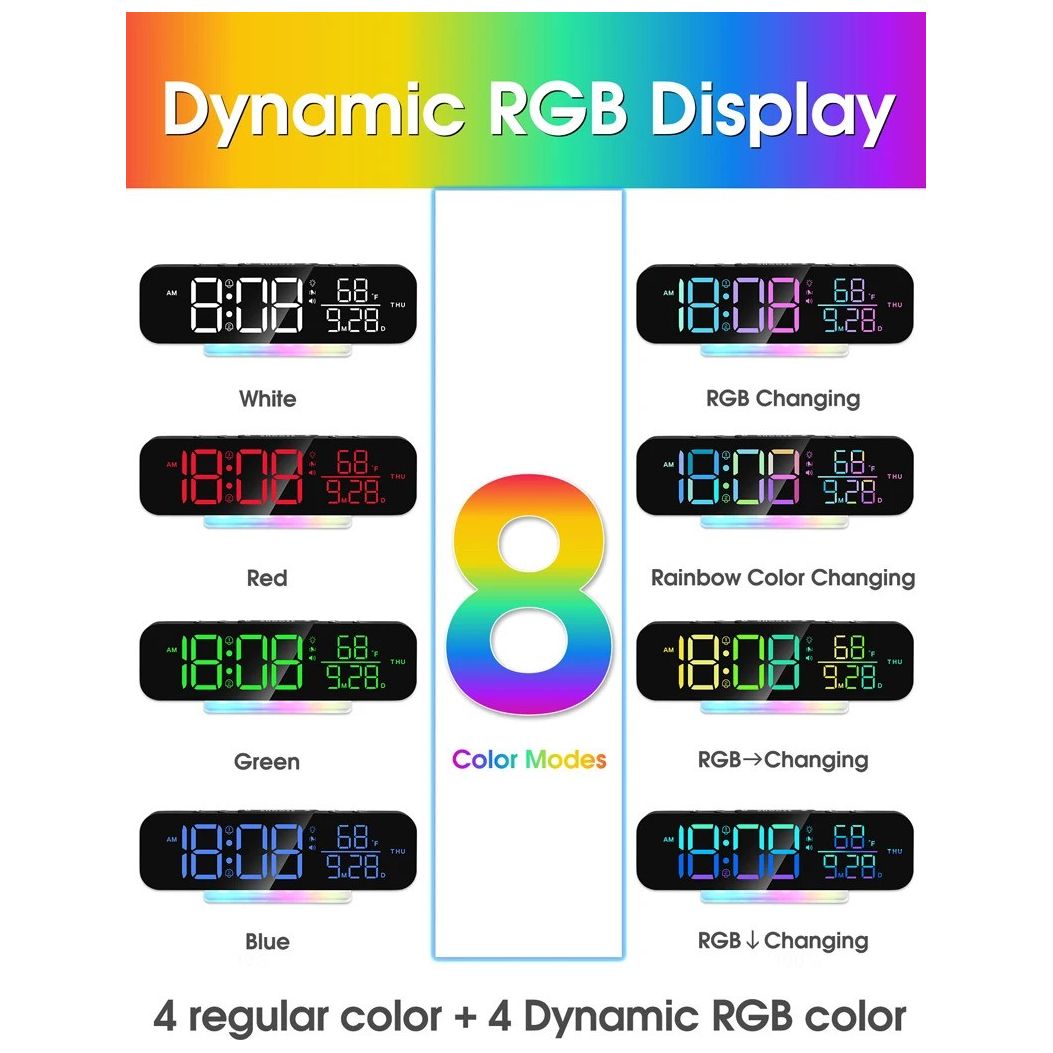 DQ RGB Display Vibrating Travel Alarm Clock