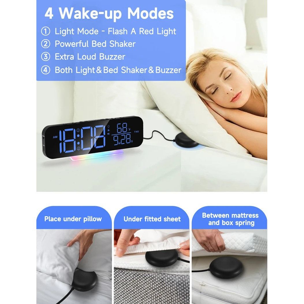 DQ RGB Display Vibrating Travel Alarm Clock
