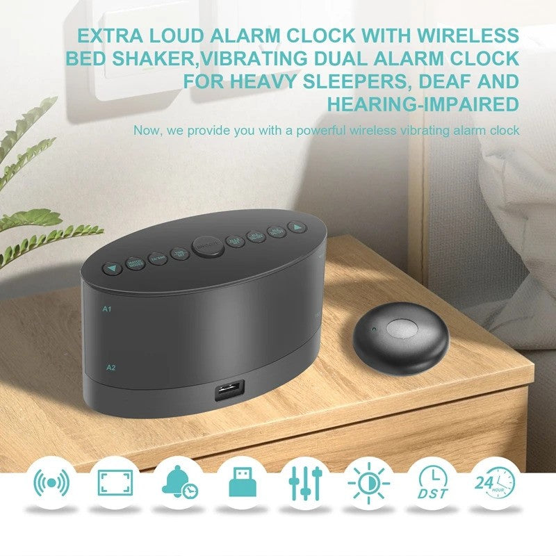 DQ Bedside Alarm Clock with Wireless Bed Shaker