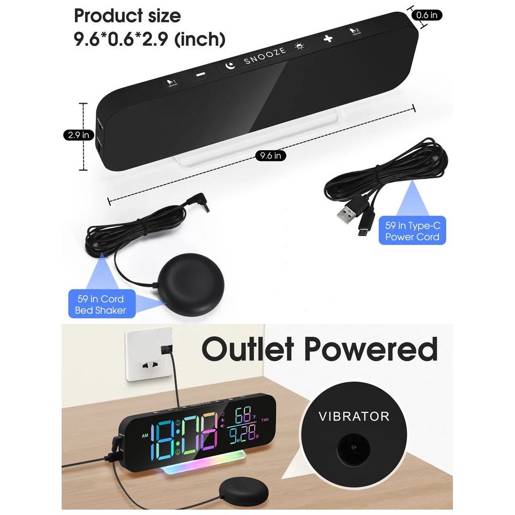 DQ RGB Display Vibrating Travel Alarm Clock