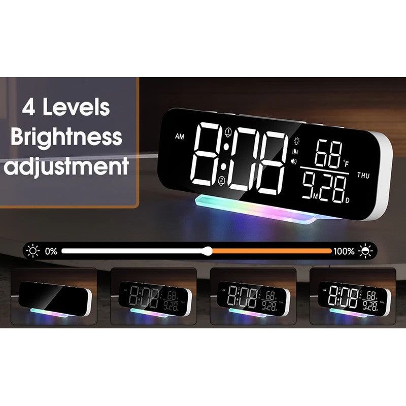 DQ RGB Display Vibrating Travel Alarm Clock