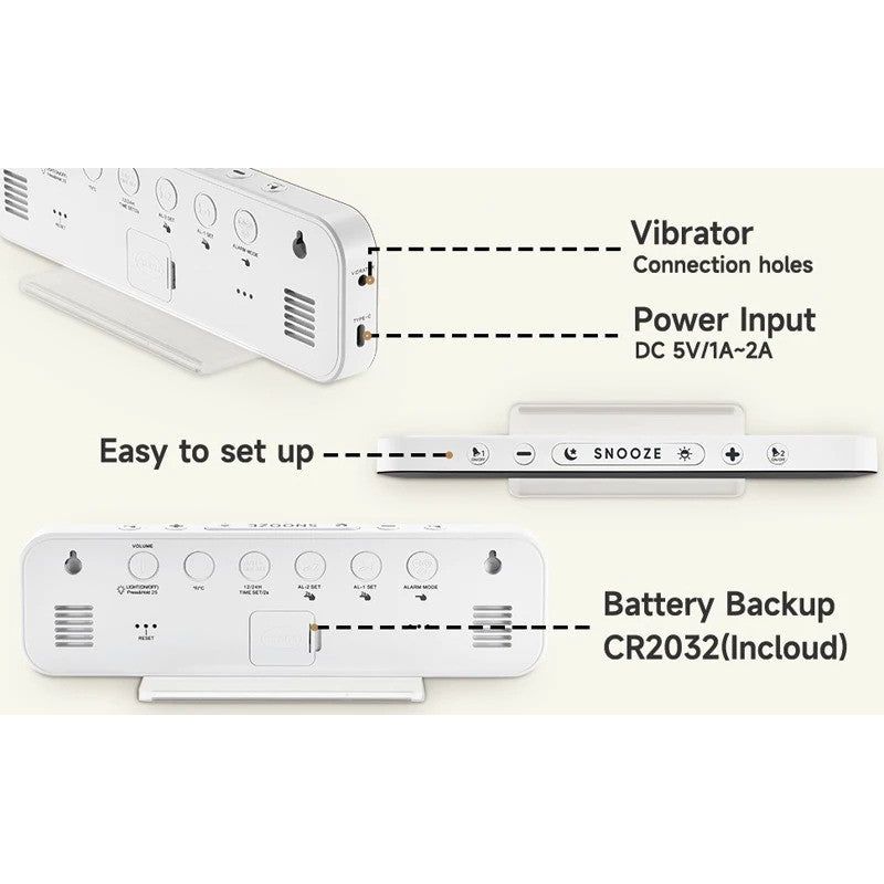 DQ RGB Display Vibrating Travel Alarm Clock